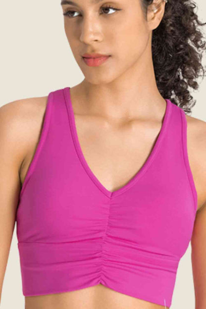 Soutien-gorge de sport à col licou et détails froncés