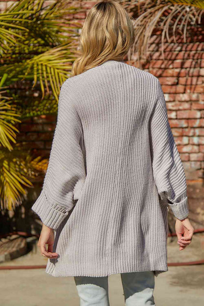 Cardigan à manches longues en tricot gaufré avec poche