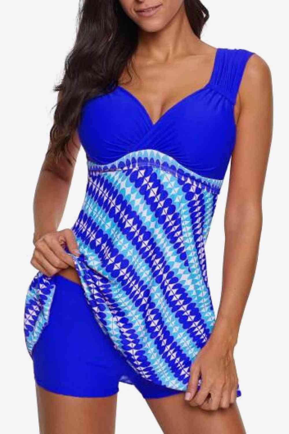 Ensemble tankini bicolore à col en cœur