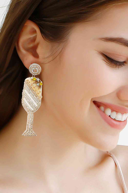 Boucles d'oreilles pendantes en verre de champagne