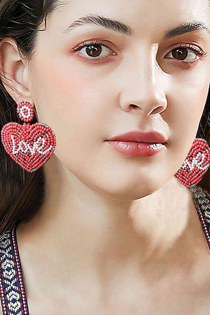 Boucles d'oreilles coeur perlé LOVE