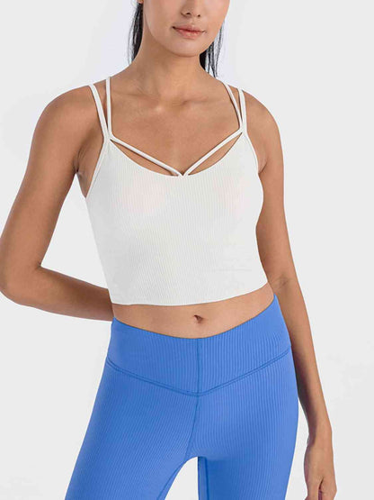 Camisole de sport côtelée à double bretelle