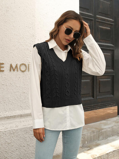 Gilet pull à col en V de style urbain