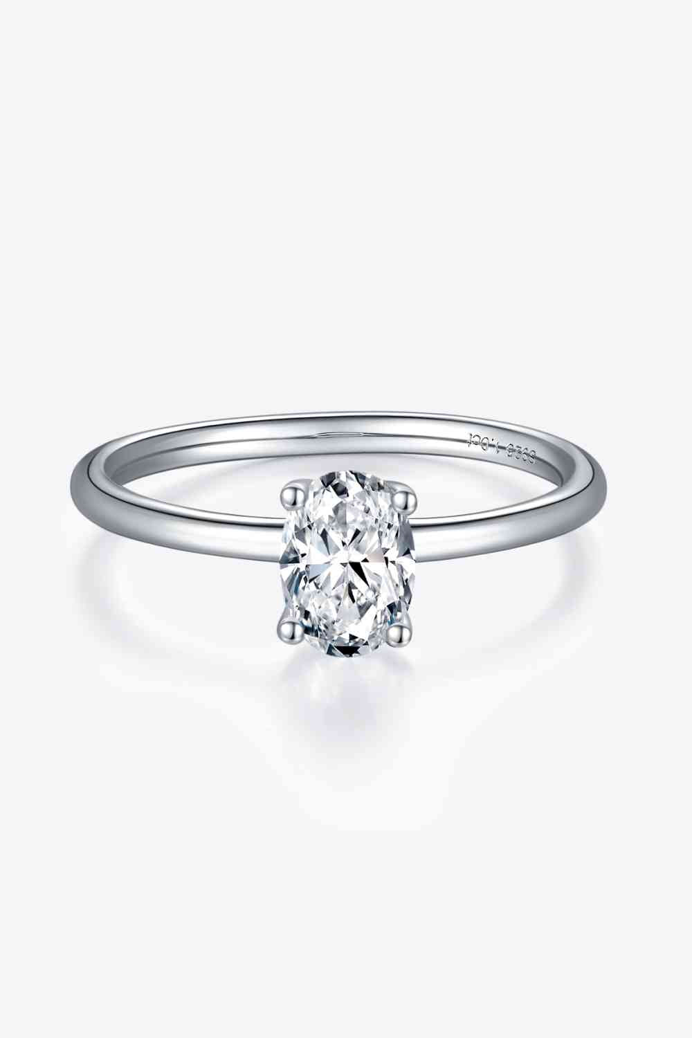 Bague solitaire en argent sterling 925 moissanite 1 carat