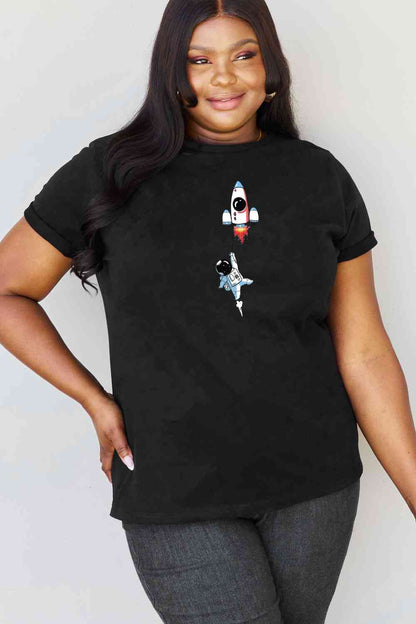 Simply Love T-shirt en coton avec image d'astronaute pleine taille