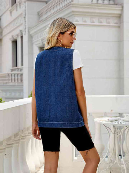 Gilet en jean boutonné