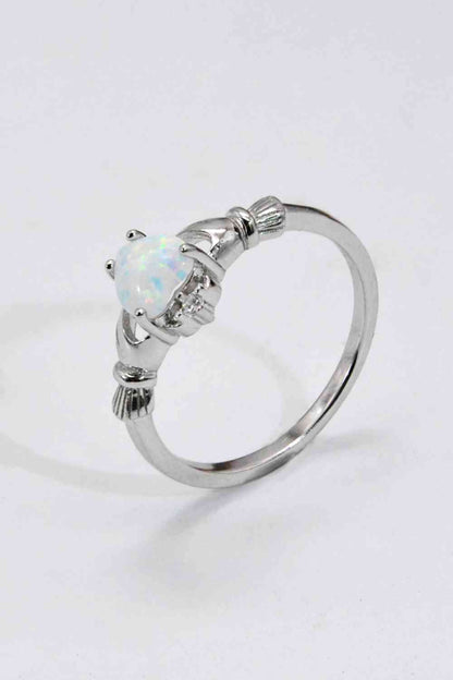 Bague opale coeur en argent sterling 925