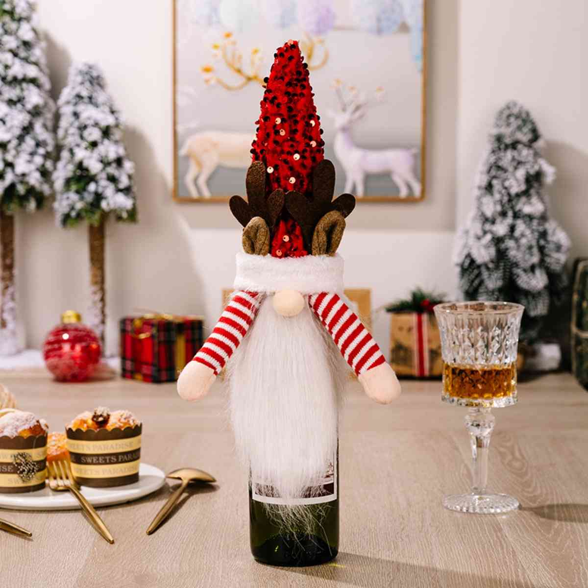 Couvercle de bouteille de vin Gnome sans visage, chapeau pointu à paillettes