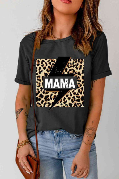 Camiseta con estampado de relámpagos de leopardo de MAMA