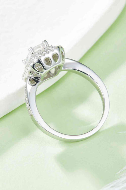 Bague en pierre latérale adorée en argent sterling 925 moissanite 1 carat