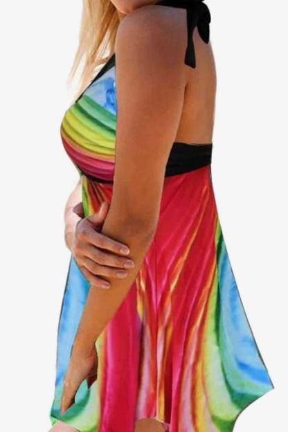 Maillot de bain deux pièces multicolore à col licou