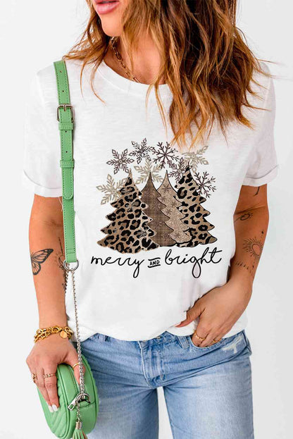 T-shirt à manches courtes avec motif d'arbre de Noël