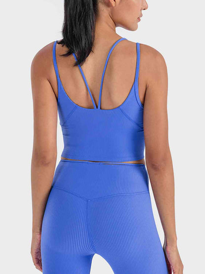 Camisole de sport côtelée à double bretelle