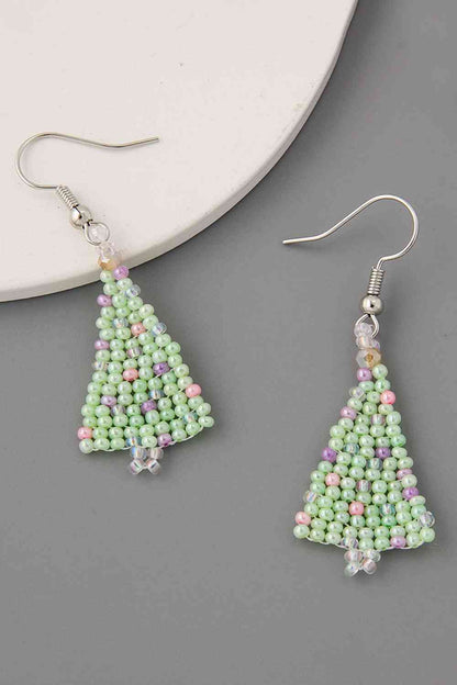 Boucles d'oreilles en forme d'arbre de Noël en perles