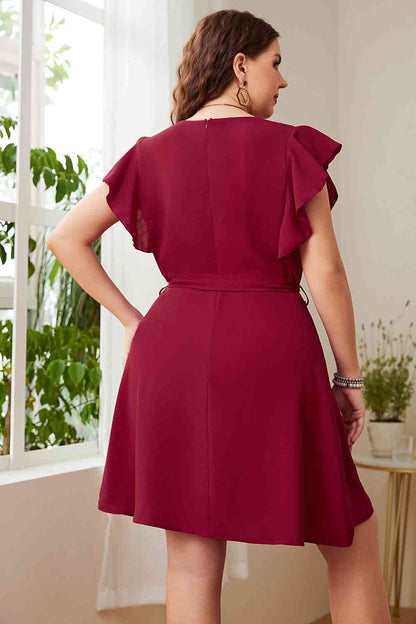 Robe Surplis à Col Noué à la Taille de Grande Taille