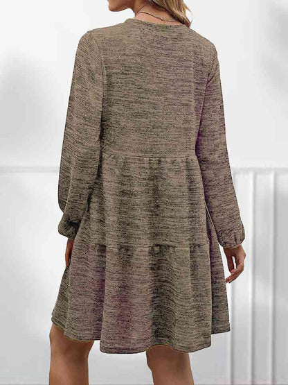 Square Neck Long Sleeve Dress