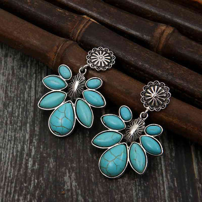 Boucles d'oreilles à fleurs turquoise artificielles