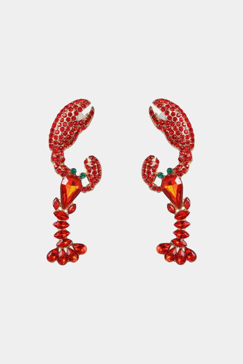 Boucles d'oreilles pendantes en pierre de verre en forme de homard