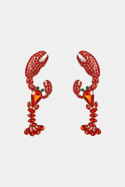 Boucles d'oreilles pendantes en pierre de verre en forme de homard