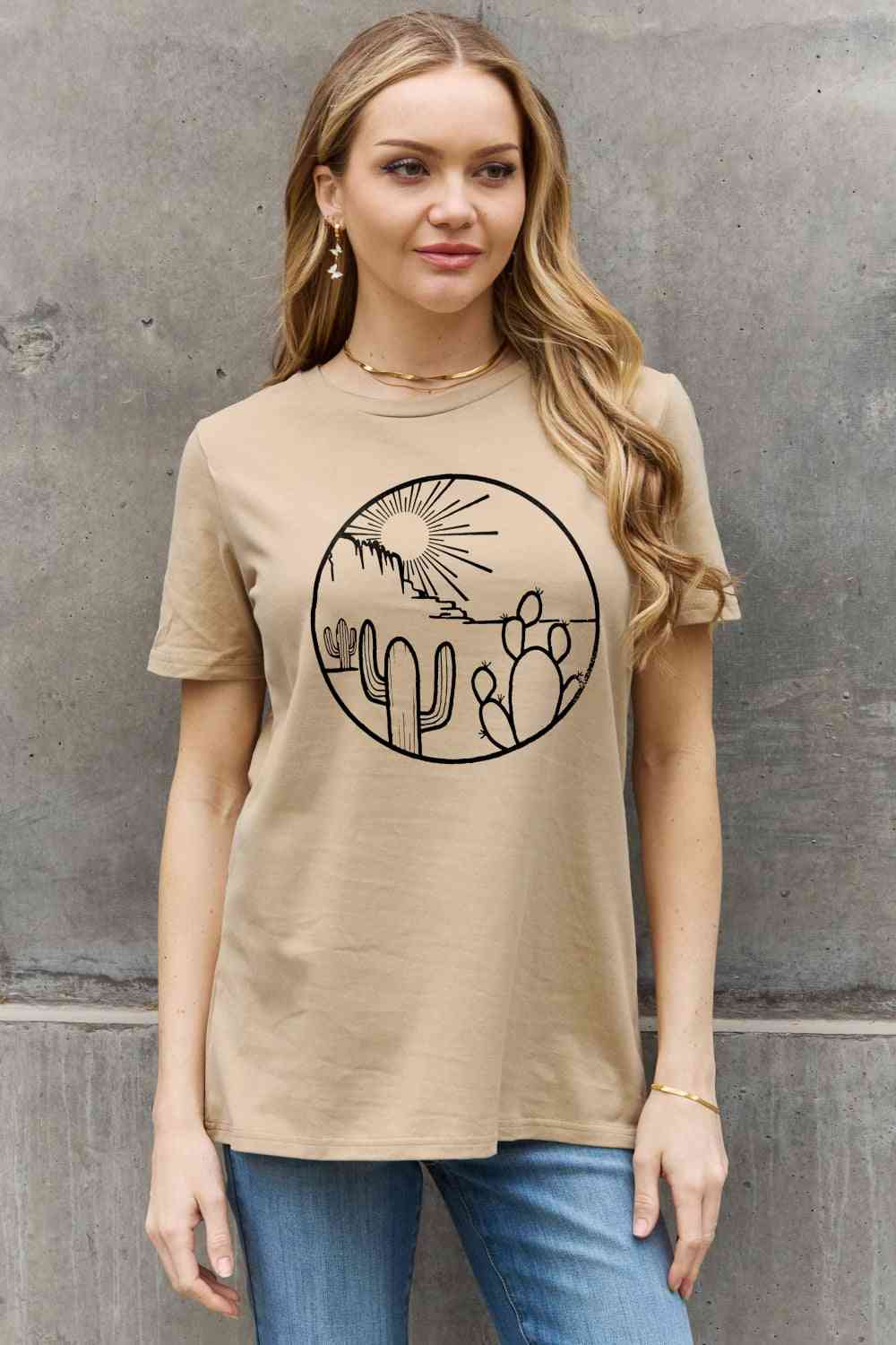 Camiseta de algodón con estampado del desierto de tamaño completo de Simply Love