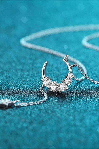 Collier moissanite étoile et lune