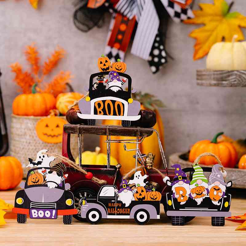 Elementos colgantes con forma de coche de elemento de Halloween de 4 piezas