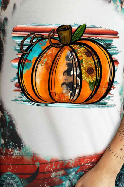 Camiseta de manga corta con cuello redondo y gráfico de calabaza