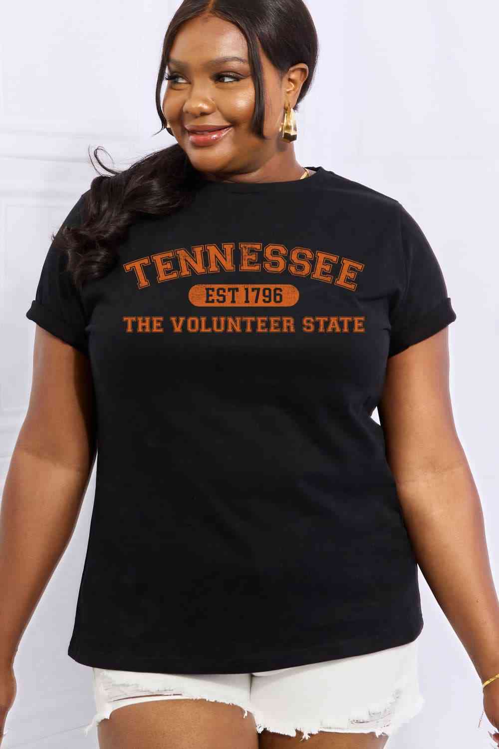 Simply Love Full Size TENNESSEE EST 1796 THE VOLUNTEER STATE Graphic Cotton Tee