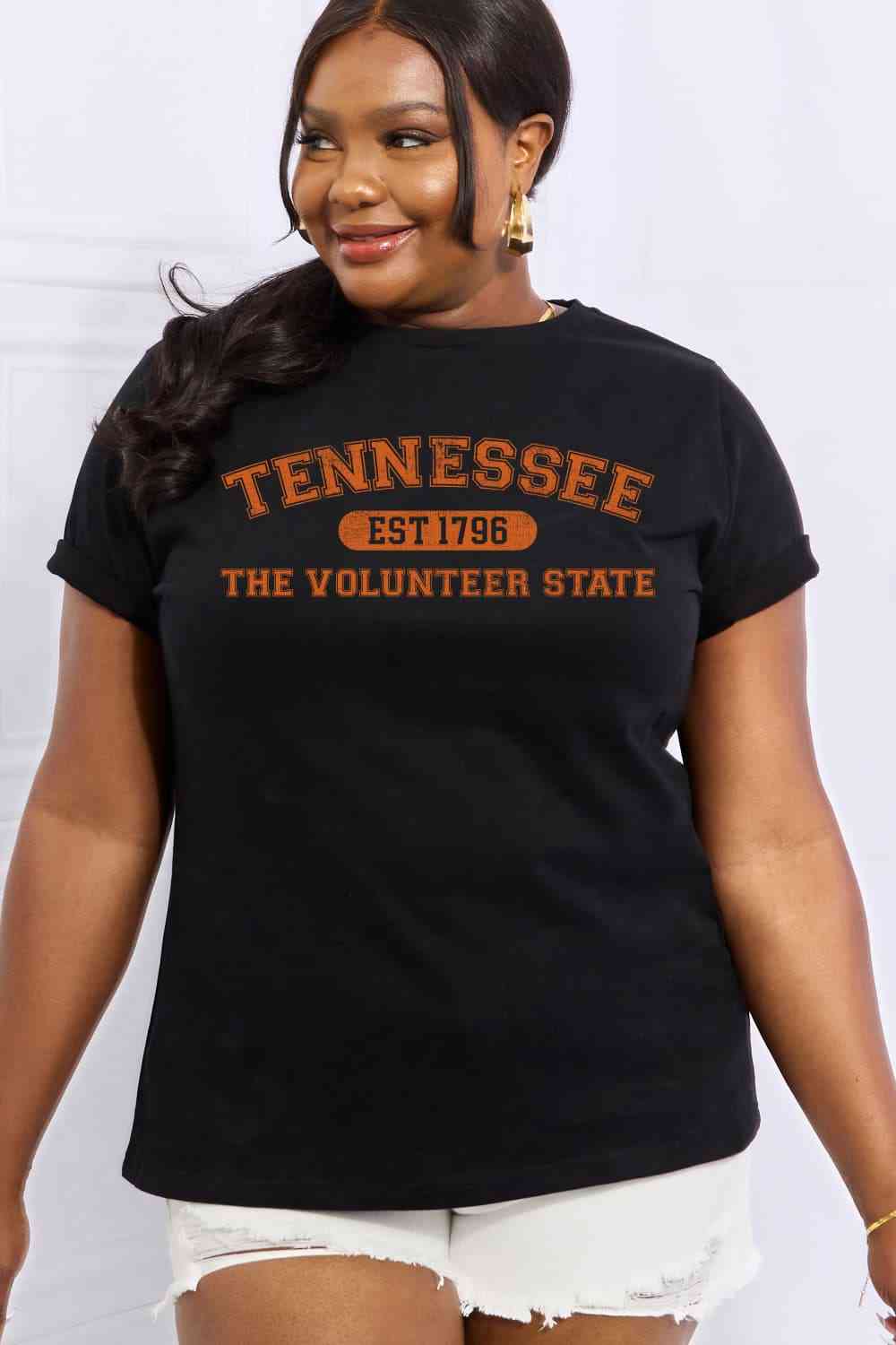 Simply Love Taille réelle TENNESSEE EST 1796 THE VOLUNTEER STATE T-shirt en coton graphique