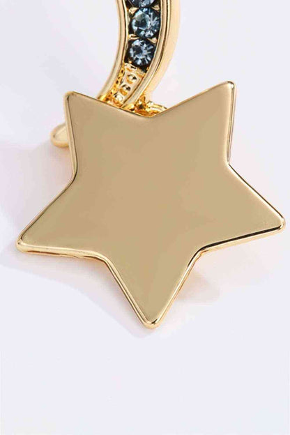 5-Pair Wholesale Lasting Wish Inlaid Rhinestone Star and Moon Drop Earrings