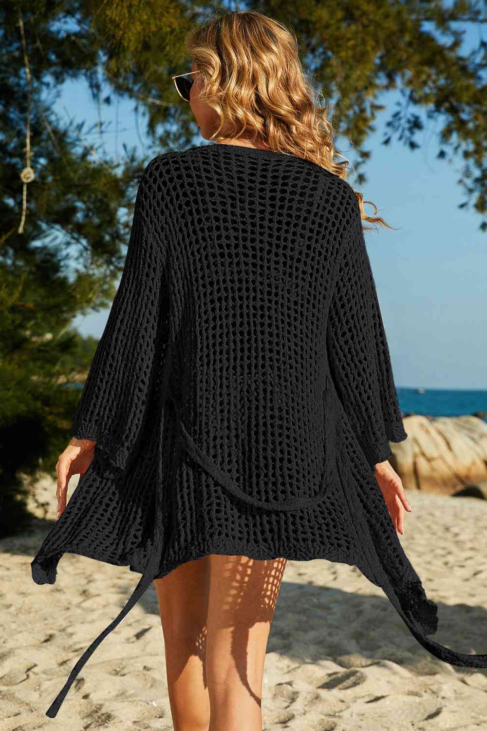 Cache-maillot en crochet ajouré à nouer à la taille