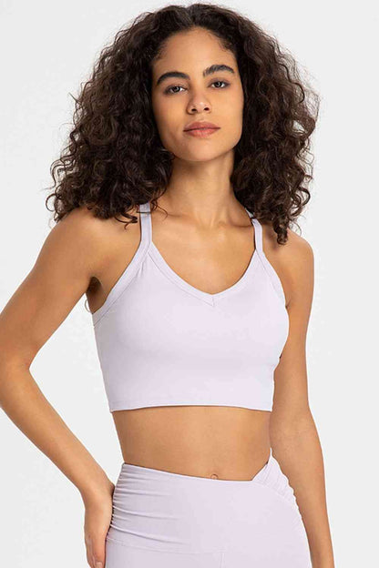 Soutien-gorge de sport à col en V et dos croisé