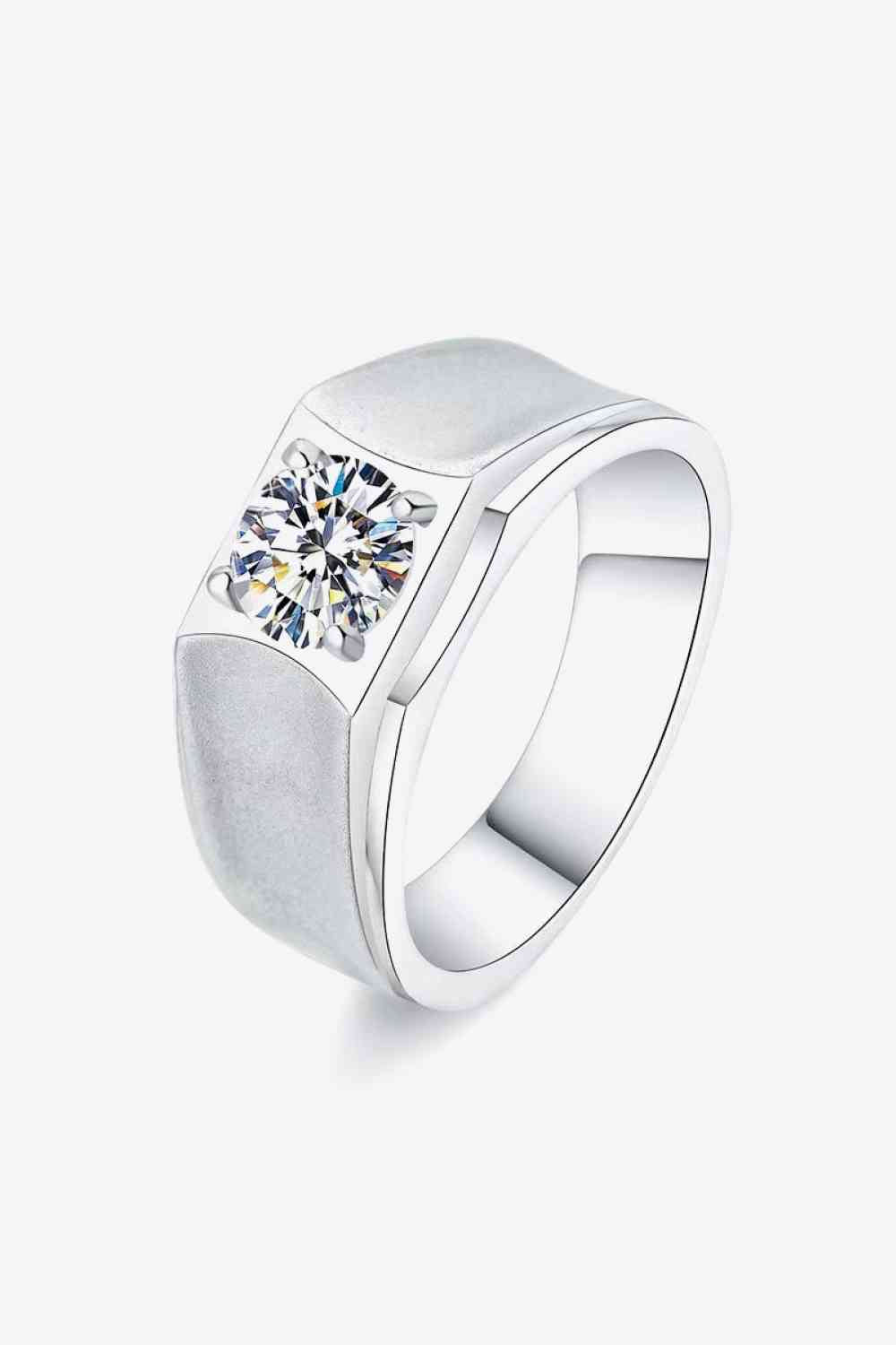 Bague large bande moissanite 1 carat