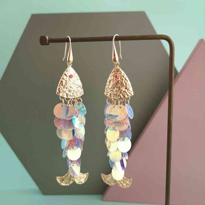 Boucles d'oreilles pendantes en forme de poisson