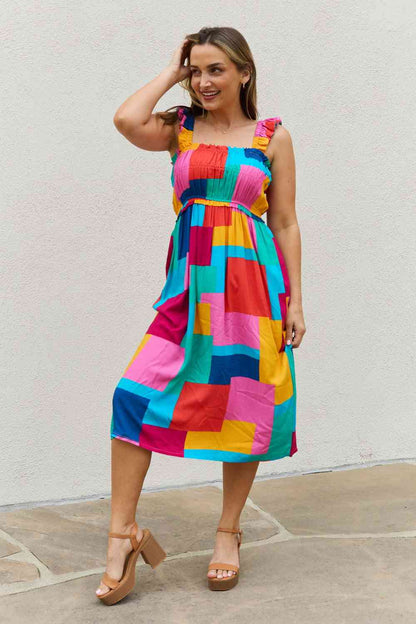 Y el por qué vestido de verano con estampado de cuadros multicolor