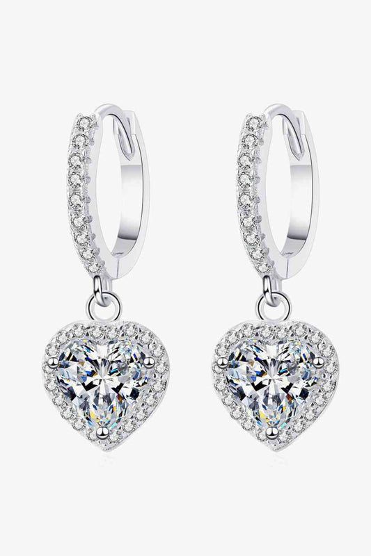 Boucles d'oreilles pendantes en forme de cœur moissanite