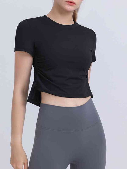 Round Neck Short Sleeve Active Top