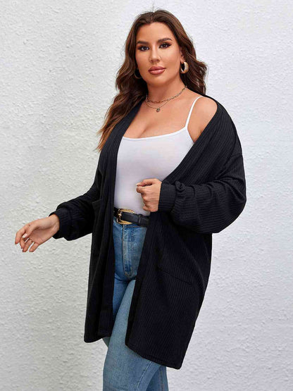 Plus Size Open Front Long Sleeve Cardigan