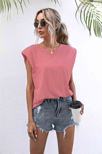 Round Neck Cap Sleeve Tee