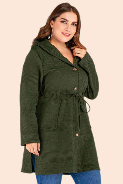 Cardigan à capuche avec cordon de serrage et poches de grande taille