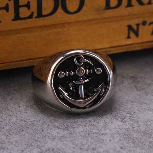 Titanium Steel Anchor Signet Ring