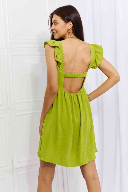 Culture Code Sunny Days Robe Empire Ligne à Manches Volantes Pleine Grandeur en Citron Vert