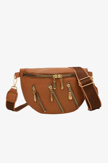 Bolso de hombro con cremallera múltiple de cuero PU