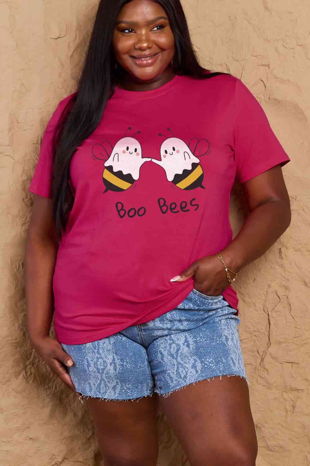 Simply Love T-shirt en coton graphique BOO BEES pleine taille