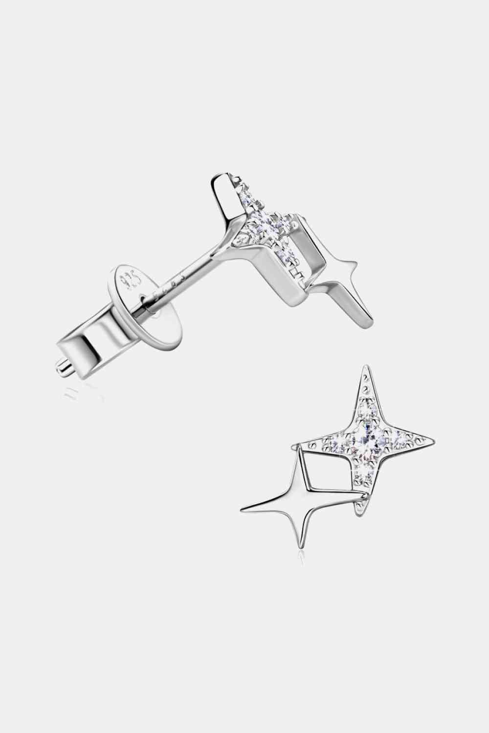 Boucles d'oreilles en forme d'étoile en argent sterling 925 Moissanite