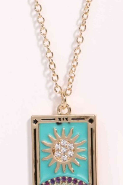 Collier en acier inoxydable avec pendentif carte de tarot