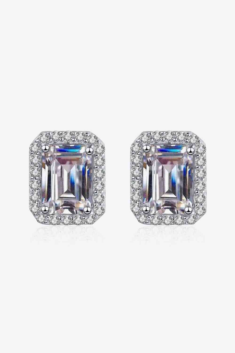 Boucles d'oreilles carrées adorées en moissanite plaqué rhodium 1 carat