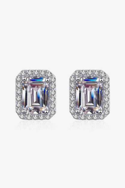 Boucles d'oreilles carrées adorées en moissanite plaqué rhodium 1 carat