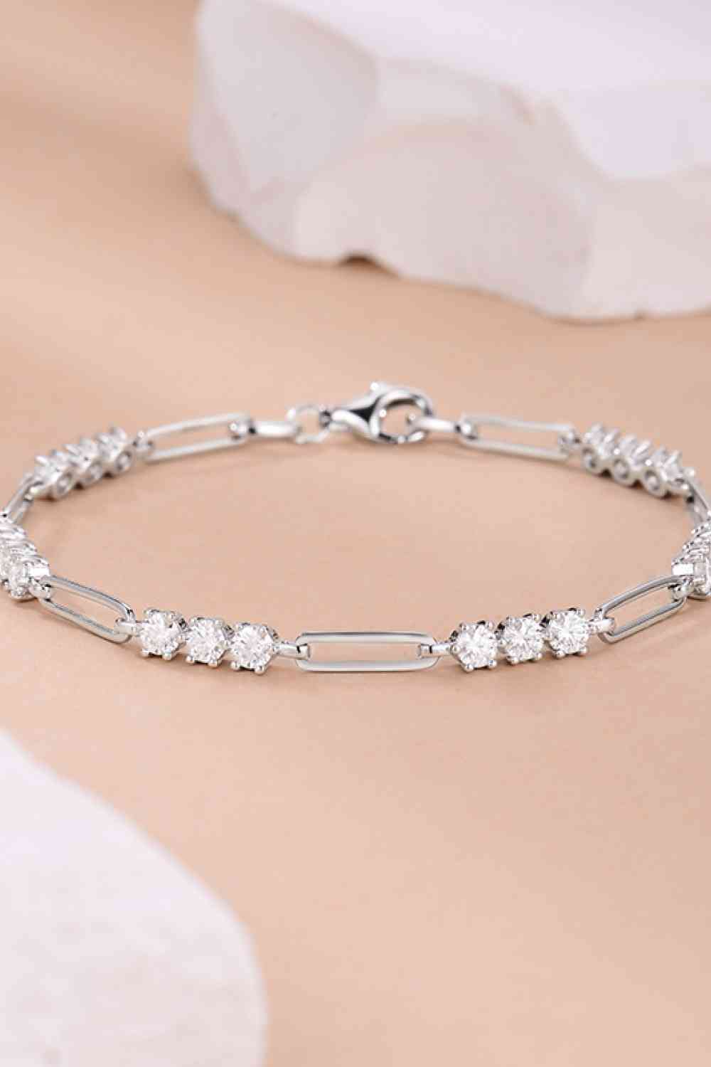 Pulsera de plata de ley 925 con moissanita de 1,8 quilates