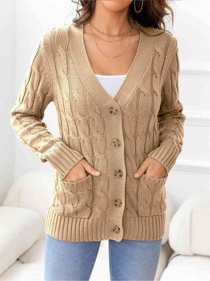 Cardigan boutonné en tricot torsadé